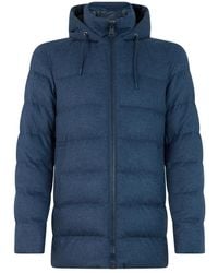 Herno - Jassen ,Blauw ,Wol Gewatteerde Jas Met Capuchon - Lyst