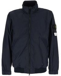 Stone Island - Jassen ,Blauw ,Logo Zip Jacket - Lyst
