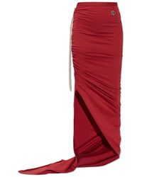Rick Owens - Rokken ,Rood ,Katoen Gebreide Verstelbare Rok - Lyst