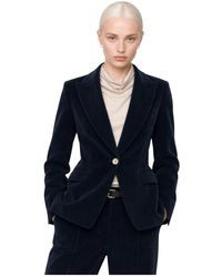 Kocca - Jassen ,Blauw ,Leer Blazer Met Één Knoop En Broek Met Wijde Pijpen - Lyst