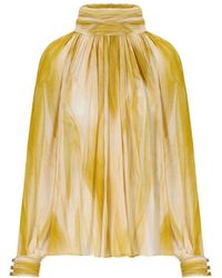 Elisabetta Franchi - Butter Curry Wellenmuster Bluse - Lyst