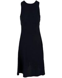 Aspesi - Kleedjes ,Blauw ,Linnen Korte Linnen Jurk - Lyst