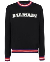 Balmain - Merino Wool Logo Sweater - Lyst