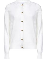 Bottega Veneta - Truien & Vesten ,Wit ,Wol Gouden Knoop Trui Ivoor Wol - Lyst