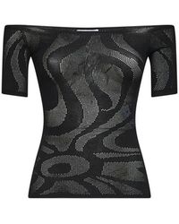 PUCCI - Overhemden ,Zwart ,Polyester Top Met Korte Mouwen - Lyst