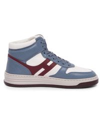 Hogan - Schoenen ,Blauw ,Leer Basket Sneakers Met Memory Foam Technologie - Lyst