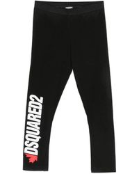 DSquared² - Broeken ,Zwart ,Katoen Leggings Met Logo-Tailleband - Lyst