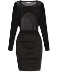 Saint Laurent - Kleedjes ,Zwart ,Jurk Met Lange Mouwen - Lyst