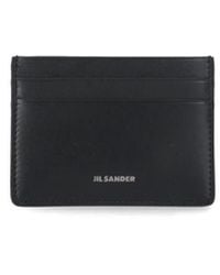 Jil Sander - Schwarze Kartenhalter-Geldbörse Aus Leder - Lyst