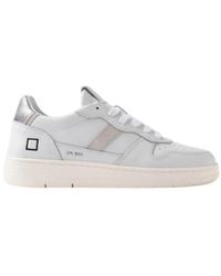 Date - Schoenen ,Wit ,Katoen Witte Sneakers Met Geperforeerde Neuskap - Lyst