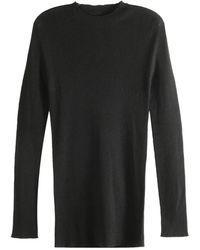 Rick Owens - Truien & Vesten ,Zwart ,Wol Geribbelde Ronde Hals - Lyst