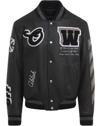 Off-White c/o Virgil Abloh - Cazadora bomber de cuero blanca - Lyst