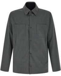 Herno - Overhemden ,Grijs ,Wol Omkeerbaar Overshirt - Lyst