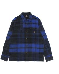Dickies - Overhemden ,Blauw ,Katoen Donker Marineblauw Flanellen Overhemd Lange Mouwen - Lyst
