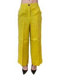 Marella - Broeken ,Geel ,Leer Emme Palazzo Pant - Lyst