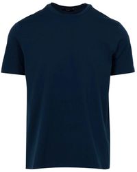 Herno - Tops ,Blauw ,Katoen T-Shirt Met Ronde Hals - Lyst