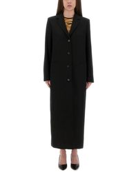Moschino - Jassen ,Zwart ,Wol Lange Single-Breasted Jas - Lyst