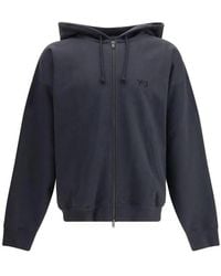 Y-3 - Zwarte Zip Hoodie Met Logo Detailing - Lyst