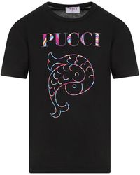 Emilio Pucci - Schwarzes baumwoll-logo-t-shirt - Lyst