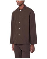 Tekla - Overhemden ,Bruin ,Katoen Poplin Pyjama Shirt - Lyst