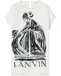 Lanvin - Tops ,Wit ,Mother And Daughter Printed T-Shirt - Lyst