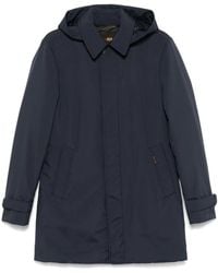 Moorer - Blauer Gesteppter Mantel Mit Abnehmbarer Kapuze - Lyst