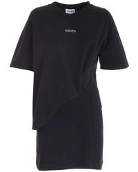 KENZO - Asymmetrisches Logo T-Shirt Kleid - Lyst