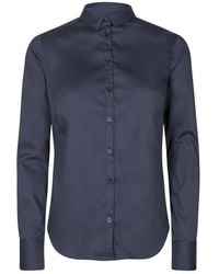 Mos Mosh - Overhemden ,Blauw ,Katoen Nachtblauwe Shirt Tilda Slim Fit - Lyst