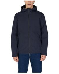 Suns - Blaue Rollkragen Kapuzenjacke Mit Reißverschluss - Lyst