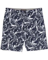 Michael Kors - Korte Broeken ,Blauw ,Katoen Shorts Met Bladerprint En Trekkoord - Lyst