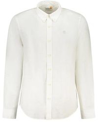Timberland - Overhemden ,Wit ,Linnen Wit Linnen Overhemd Slim Fit - Lyst