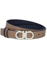 Ferragamo - Accessoires ,Bruin ,Leer Verstelbare En Omkeerbare Gancini Riem - Lyst