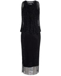 Sportmax - Kleedjes ,Zwart ,Polyester Midi Jurken - Lyst