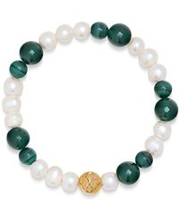 Nialaya - `s wristband with pearls and malachite - Lyst