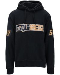 DSquared² - Hoodies & Sweatvesten ,Zwart ,Katoen Hoodie Met Geborduurd Logo - Lyst