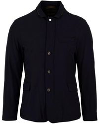Moorer - Jassen ,Blauw ,Donkerblauwe Tebaldo-Kn Model Jas - Lyst