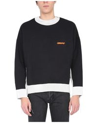 Ambush - Hoodies & Sweatvesten ,Blauw ,Katoen Contrasterend Sweatshirt Met Ronde Hals - Lyst