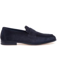 Doucal's - Schoenen ,Blauw ,Suède Penny Suède Mocassin Schoenen - Lyst