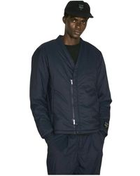 Undercover - Jassen ,Blauw ,Polyester Gewatteerde V-Hals Blouson Jas - Lyst