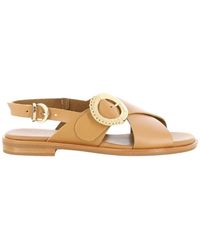 Frau - Schoenen ,Bruin ,85M9 Flat Sandal - Lyst