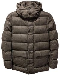 Herno - Jassen ,Bruin ,Bruin Geruite Pufferjas Met Capuchon - Lyst