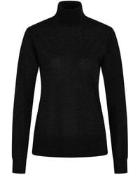 Bruuns Bazaar - Schwarzer gerippter strickpullover charlenebbroll neck - Lyst