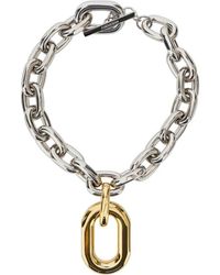 Rabanne - Silberne xl link kette mit goldenem anhänger,gold und silber halskette - Lyst