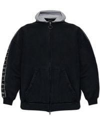 Balenciaga - Stripe Patched Hood Zip-Up Hoodie - Lyst