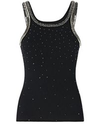 Pinko - Rhinestone Trim Sleeveless Top - Lyst