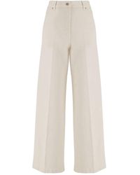 Aspesi - Jeans ,Wit ,Katoen Hoge Taille Katoenen Broek Wit Losse Pasvorm - Lyst