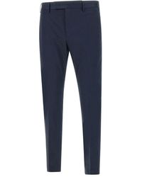 PT Torino - Broeken ,Blauw ,Katoen Blauwe Stretch Katoenen Broek - Lyst