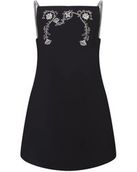 Rabanne - Vestido mini negro con bordado floral - Lyst