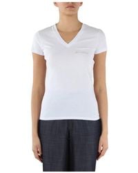 Armani Exchange - Baumwoll v-ausschnitt t-shirt mit gesticktem logo - Lyst