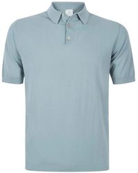 Eleventy - Tops ,Blauw ,Katoen Maglia Polo Mezza Manica - Lyst